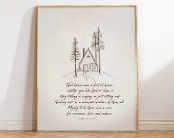 JRR Descarga digital de Tolkien, Esa casa era un regalo perfecto para el amante de LOTR, El señor de los anillos Arte de la pared, Un boceto de la casa marco