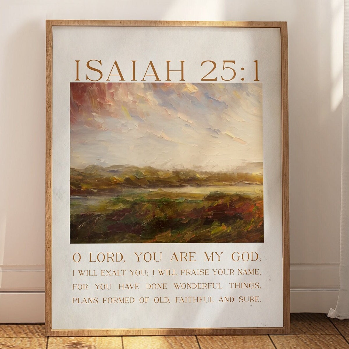 Scripture Wall Art, Christian Bible Verse Gift, Isaiah 25:1, O Lord You Are My God, Minimal Simple Landscape - Etsy