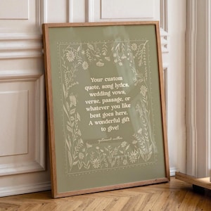 Custom Quote Art Print, Personalized Poem, Song Lyric, Bible Verse Gift