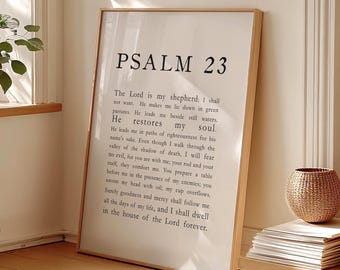 Psalm 23 Scripture Print – The Lord Is My Shepherd Christian Wall Art