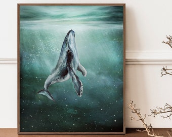 Whimsical Humpback Whale Art Print: Ocean Nursery Decor