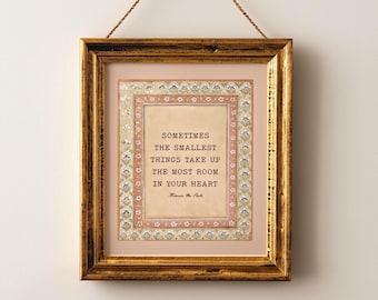 Smallest Things Print – Winnie the Pooh Quote Nursery Art, Baby Girl, Vintage Floral Kids Room
