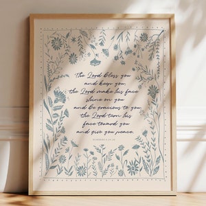 The Lord Bless You Scripture Digital Download, Numbers 6:24 Art Printable, Christian Gift