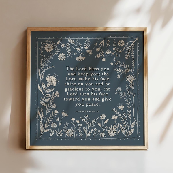 The Lord Bless You Scripture Print, Numbers 6:24 Art, Christian Gift for Mom