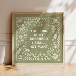 Psalm 23 Art, The Lord is My Shepherd, Scripture Print, Christian Gift