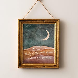 Psalm 19:1 Print, Bible Verse Wall Art, Christian Faith Décor, The Heavens Declare Scripture Artwork