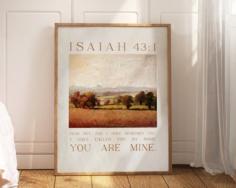 Scripture Wall Art, Christian Bible Verse Painting Gift, Isaiah 43:1, Fear not for I have redeemed you,