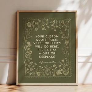 Custom Quote Print, Poem or Scripture Verse Gift, Personalized Wall Art (Multiple Color Options)