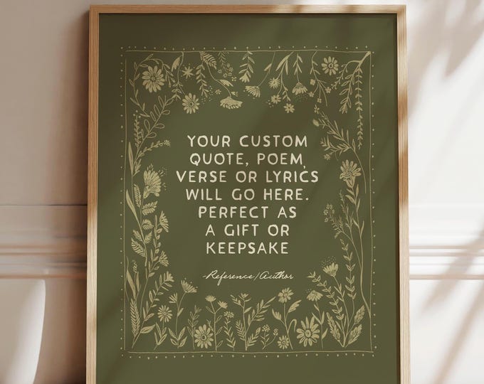 Custom Quote Print, Poem or Scripture Verse Gift, Personalized Wall Art (Multiple Color Options)