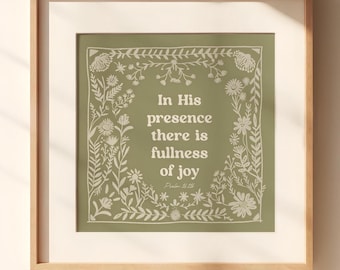 In seiner Gegenwart digitaler Download, Psalm 16:11, Schrift Wand Kunst druckbare, Bibel Vers Kunstwerk