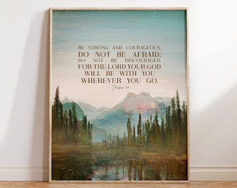 Scripture Wall Art, Christian Bible Verse Painting Gift, Joshua 1:9, Do not be afraid for God is with you