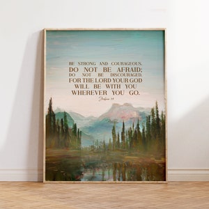 Scripture Wall Art, Christian Bible Verse Painting Gift, Joshua 1:9, Do not be afraid for God is with you