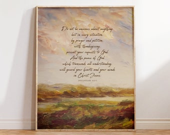 Philippians 4:6 Art Print, Do Not Be Anxious, Verse About Prayer, Scripture Artwork