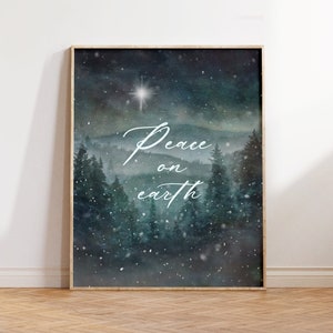 Peace on earth Christmas winter wall art painting print