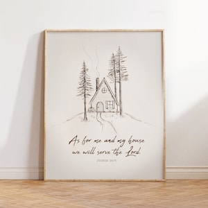 Joshua 24:15 Art Print, As For Me and My House, Scripture Artwork