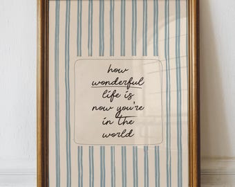 Vintage Blue Stripes Nursery Quote INSTANT DOWNLOAD, Baby Boy Room Printable
