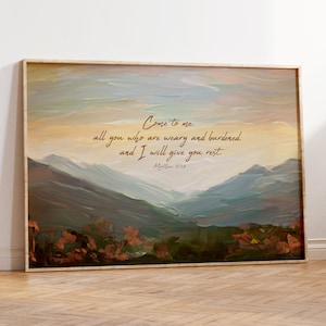 Matthew 11:28  Printable, Scripture Wall Art, Come to me All who are Weary Digital Download, Comforting Scripture Gift