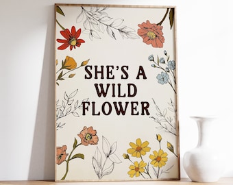 She's A Wildflower Nursery Print:  Floral Watercolor Art