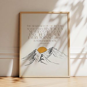 His Mercies Are New Every Morning, Scripture Wall Art, Bible Verse Print, Lamentations 3:22, Christian Artwork, Great is your Faithfulness