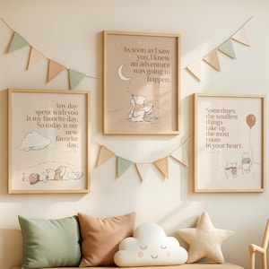 Winnie the Pooh Nursery Print Set: Vintage Pooh & Piglet Art