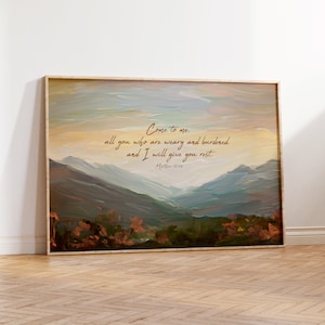 Matthew 11:28  Printable, Scripture Wall Art, Come to me All who are Weary Digital Download, Comforting Scripture Gift