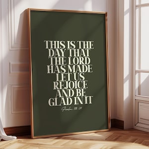 This is the Day the Lord has Made Print, Psalm 118 Christian Wall Art, Bible Verse Minimal