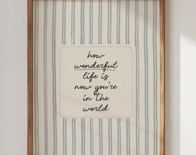 Vintage Blue Stripes Nursery Print, Baby Boy Room