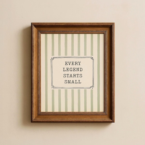 Vintage Sports Nursery Wall Art | Neutral Boys Room Decor Green Striped