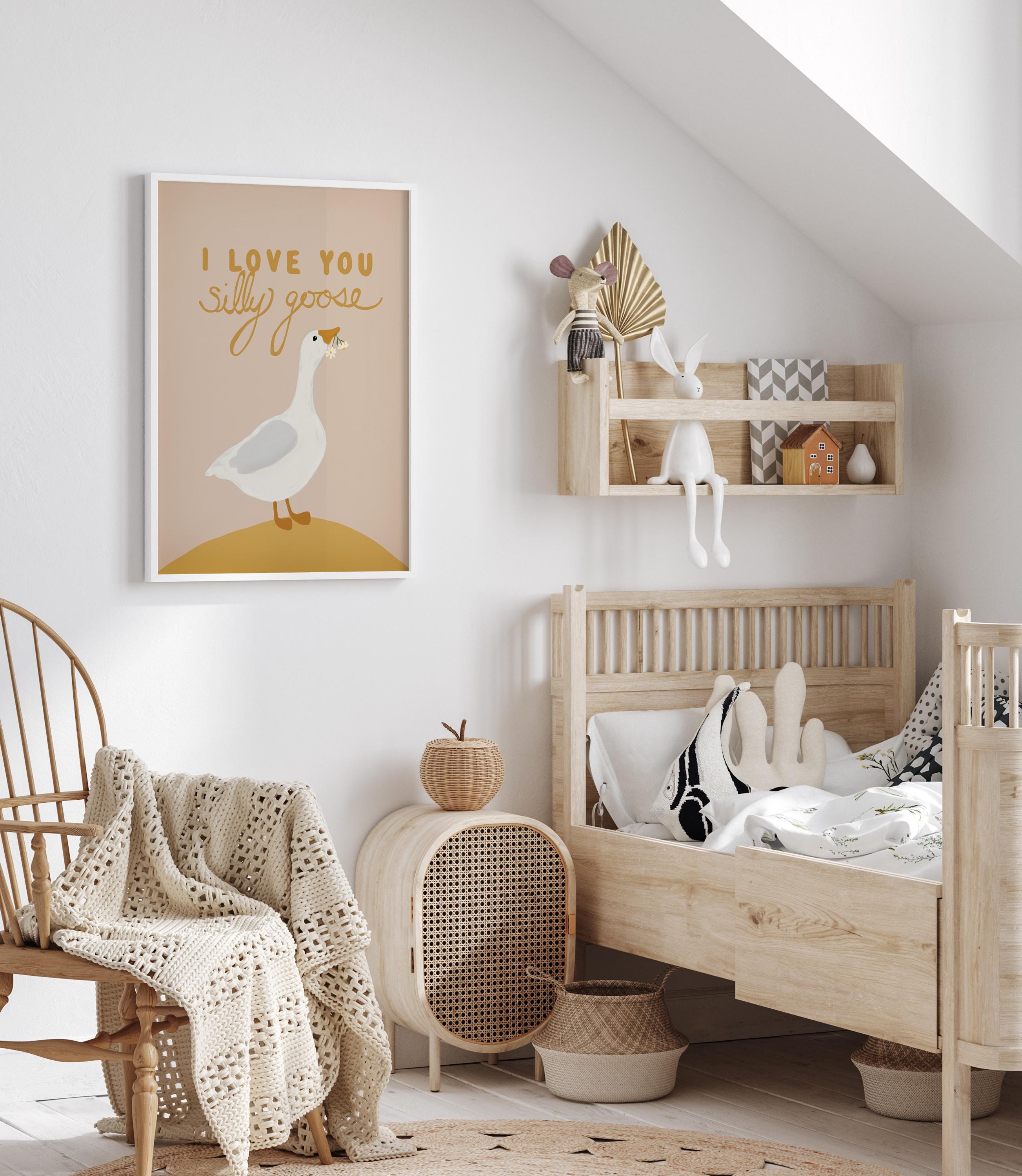 Silly Goose Print, Nursery Wall Art, Cute Animal for Kids Room, Baby ...