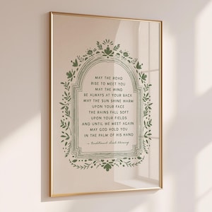 Faith-based home décor print of traditional Irish blessing poem.