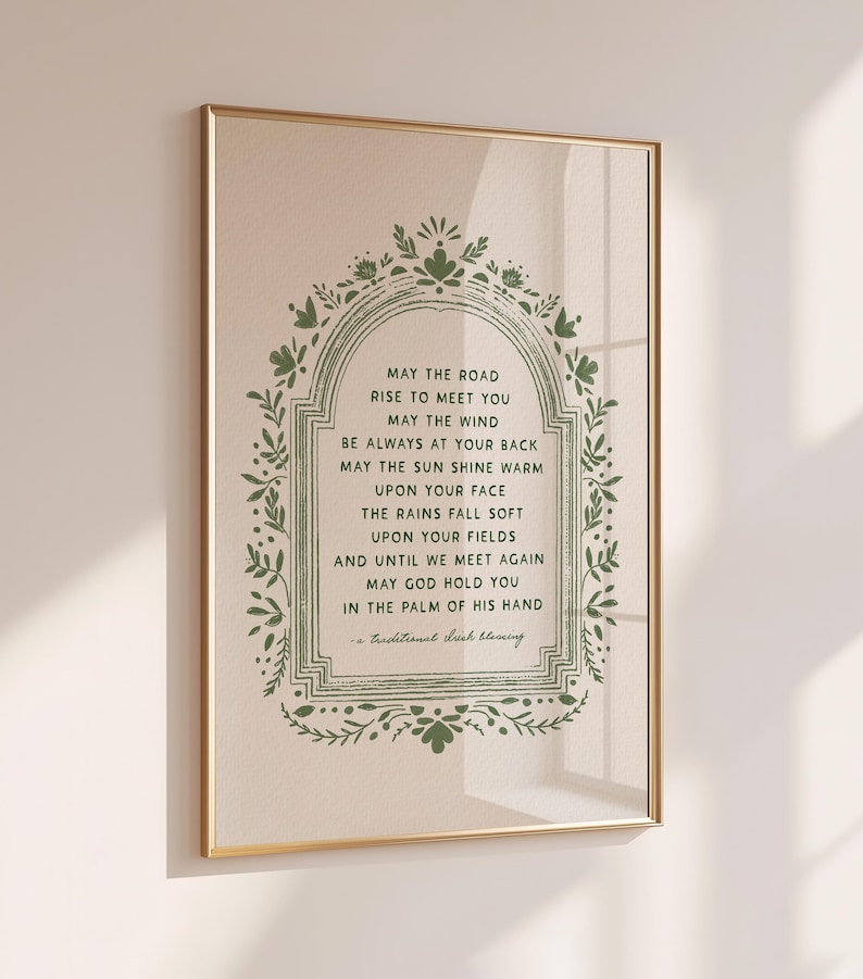 Faith-based home décor print of traditional Irish blessing poem.