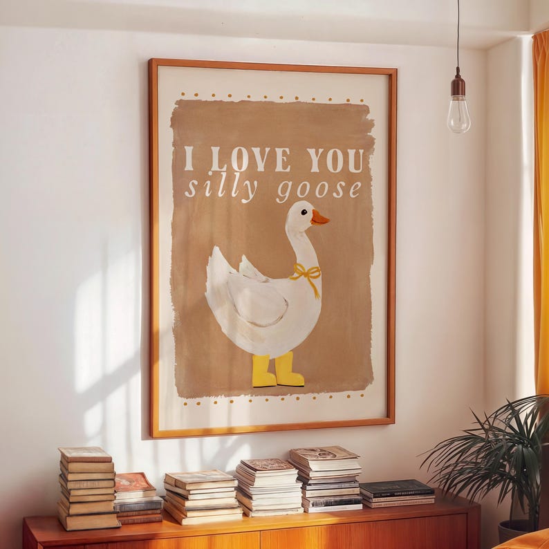 Silly Goose Print, Nursery Wall Art, Cute Animal for Kids Room, Baby ...