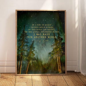 C.S. Lewis Quote Wall Print, I was made for another world, Christian Inspirational Watercolor Painting, Encouraging Art Gift Idea