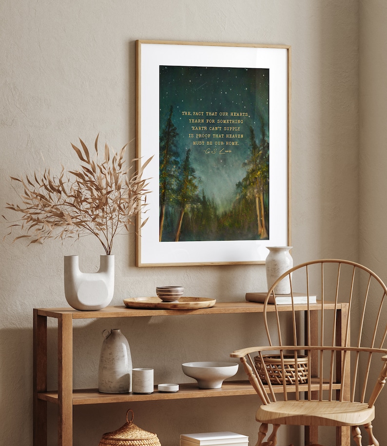C.S. Lewis Quote Wall Print, Heaven Must Be Our Home, Christian Inspirational Watercolor Painting, Encouraging Art Gift Idea image 2