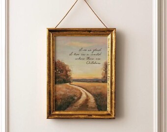 Cozy Autumn Fall Art Painting, World of Octobers Print, Anne of Green Gables Quote,