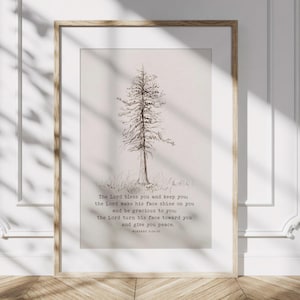Numbers 6:24, Scripture Art Print, May the Lord Bless you and Keep You, Bible Verse Wall Décor, Pine Tree Sketch bild 2