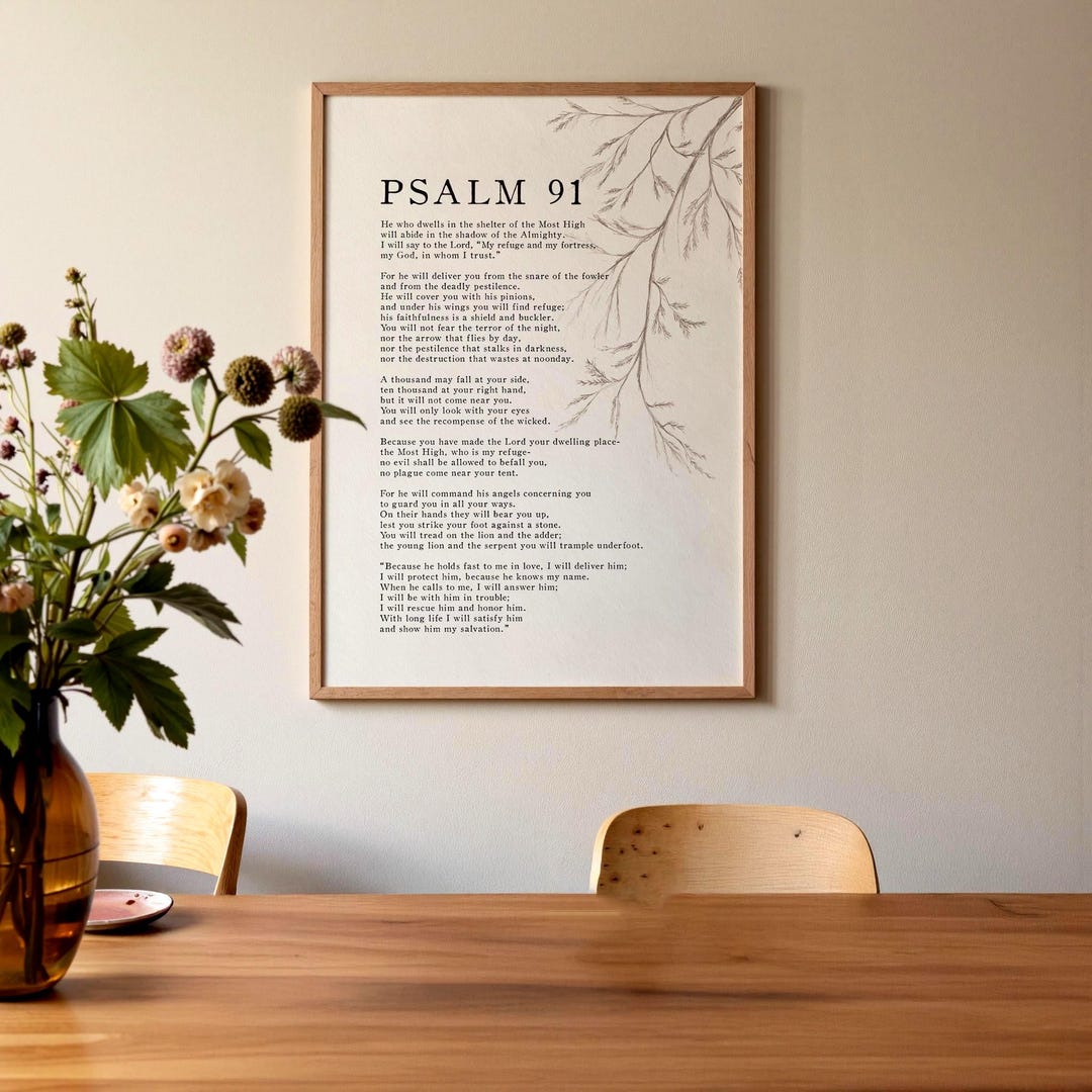 Psalm 91 Scripture Print – Christian Bible Verse Decor, Faith Wall Art ...
