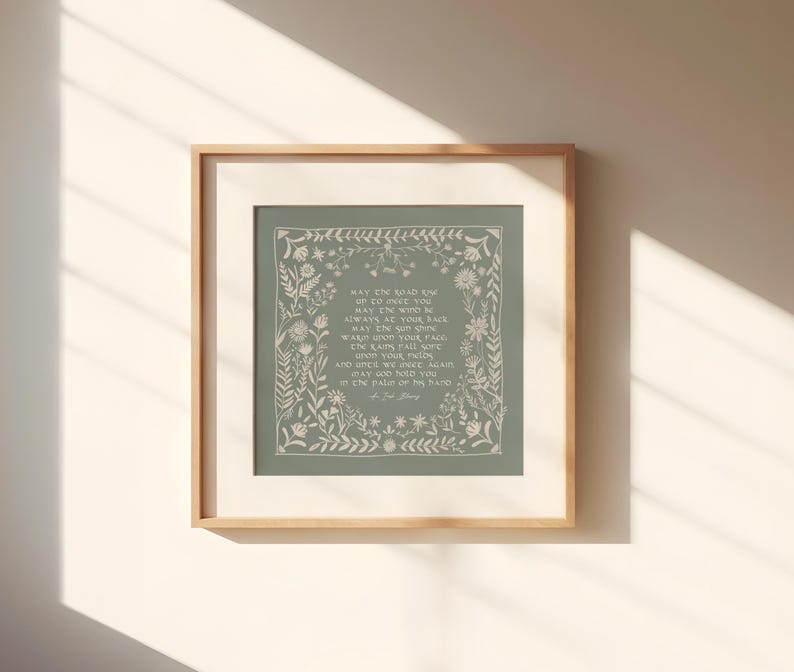 Impression d'art irlandaise de bénédiction, que la route se lève pour vous rencontrer, cadeau de pendaison de crémaillère image 2