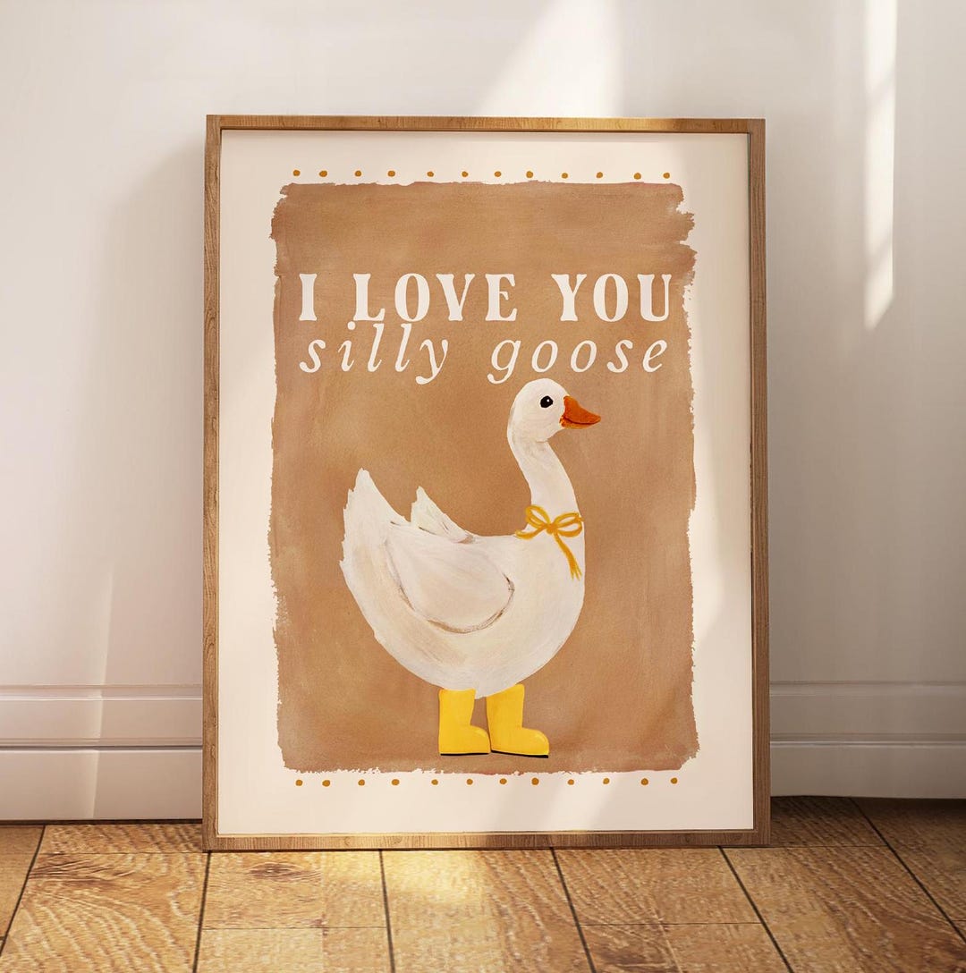 Silly Goose Print, Nursery Wall Art, Cute Animal for Kids Room, Baby ...