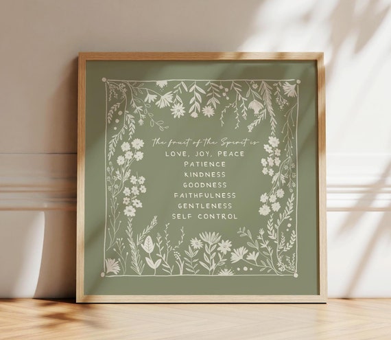 Fruit of the Spirit Art Print, Love, Joy, Peace, Scripture Artwork, Galatians 5:22-23, Christian Gift, Folk Art