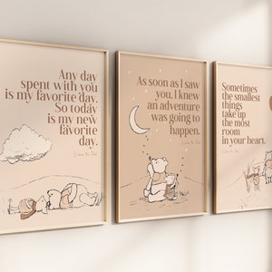 Winnie the Pooh Nursery Print Set: Vintage Pooh & Piglet Art