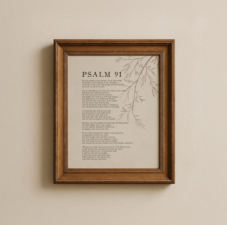 Psalm 91 Scripture Print – Christian Bible Verse Decor, Faith Wall Art ...