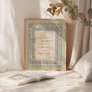 Psalm 61:2 Scripture, Vintage Art Print, When Heart Overwhelmed, Lead Me to the Rock image 6