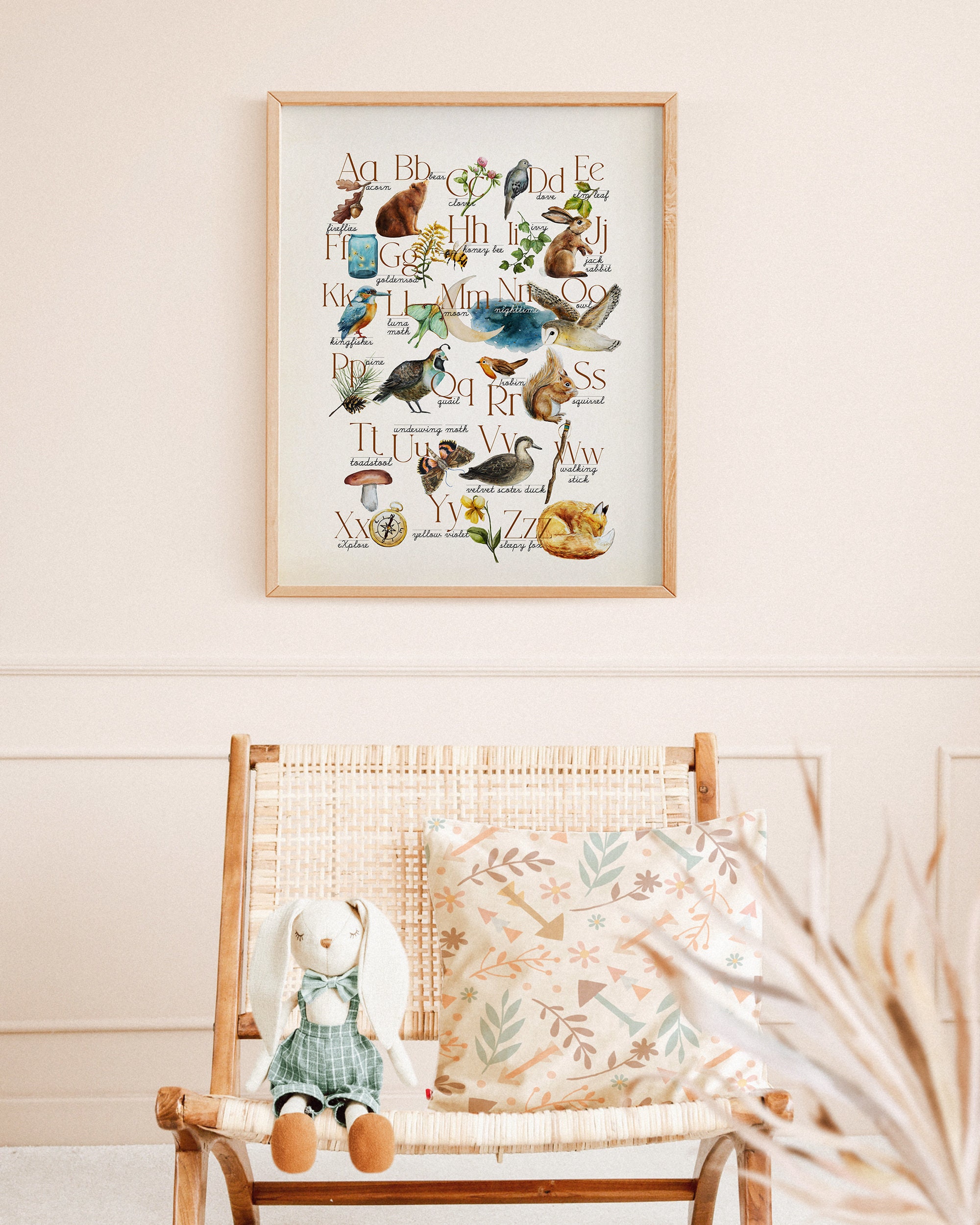 Woodland Animals Alphabet Print: Watercolor ABC Nursery Art - Etsy