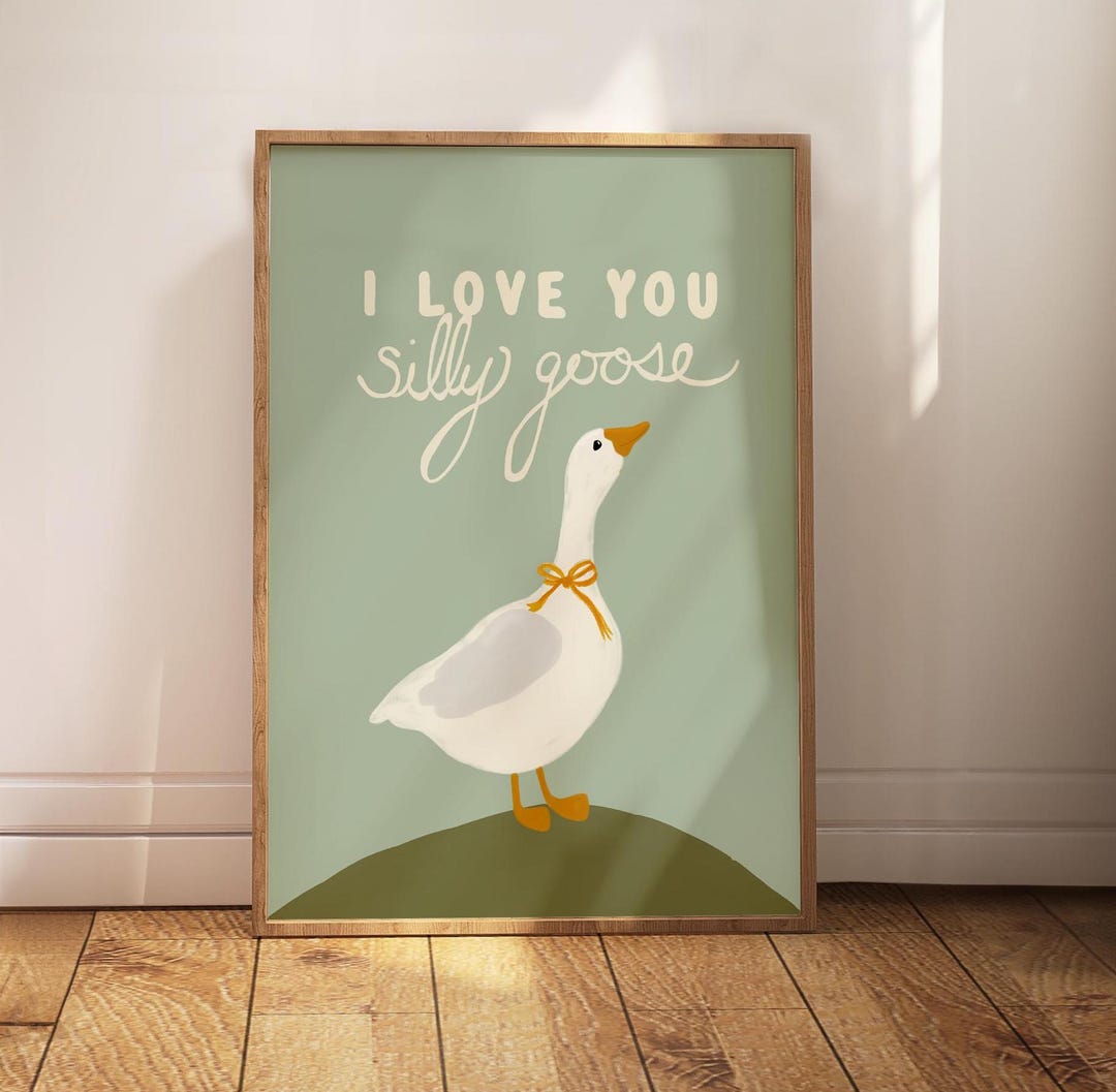 Silly Goose Print, Nursery Wall Art, Cute Animal for Kids Room, Baby ...