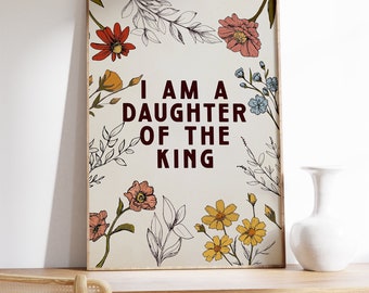 Wildflower Nursery Print: Daughter of the King, Floral Bible Verse