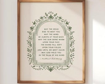 Irish Blessing Print, Road Rise to Meet You Celtic Housewarming Gift