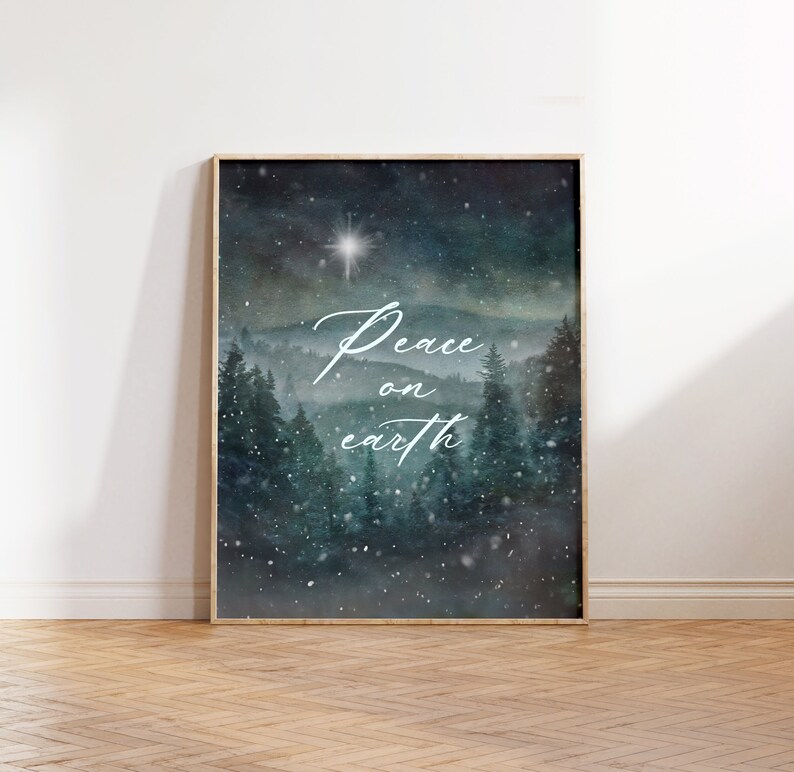 Peace on earth Christmas winter wall art painting print