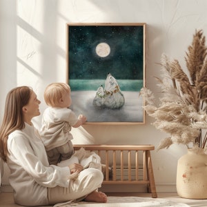Polar Bear Mama and Baby Art Print: Arctic Nursery Decor bild 3