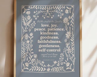Fruit of the Spirit Art Print, Love Joy Peace Galatians 5:22
